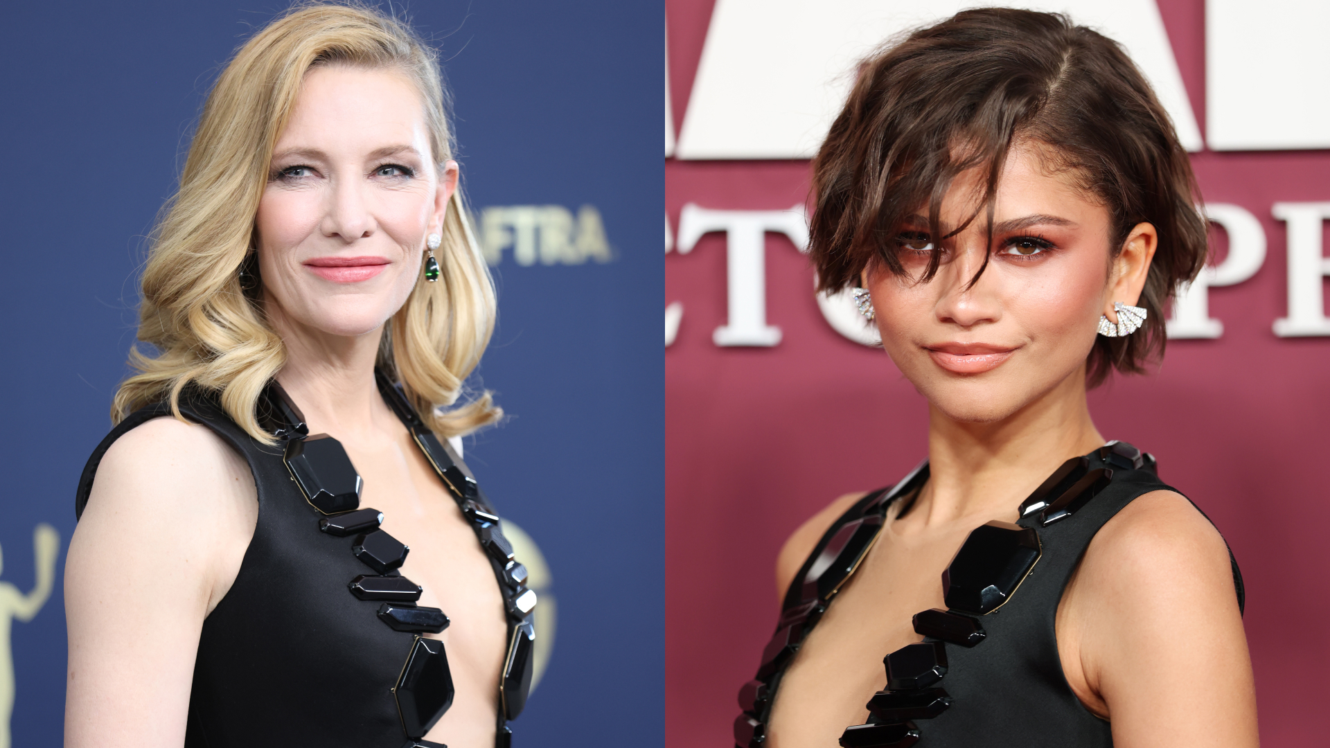 Zendaya attended 'The Drama' Rome premiere in a plunge black Armani Priv&eacute; gown originally designed for Cate Blanchett