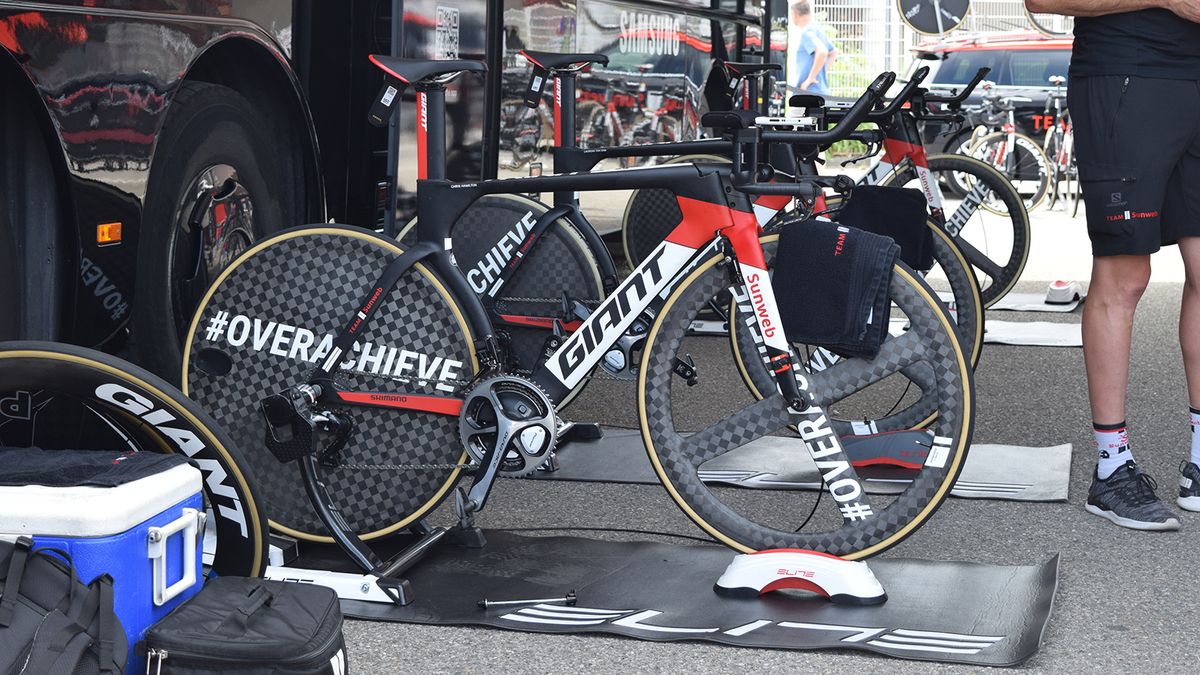 A Team Sunweb Giant Trinity as used by Tom Dumoulin to world championships victory in Bergen last year