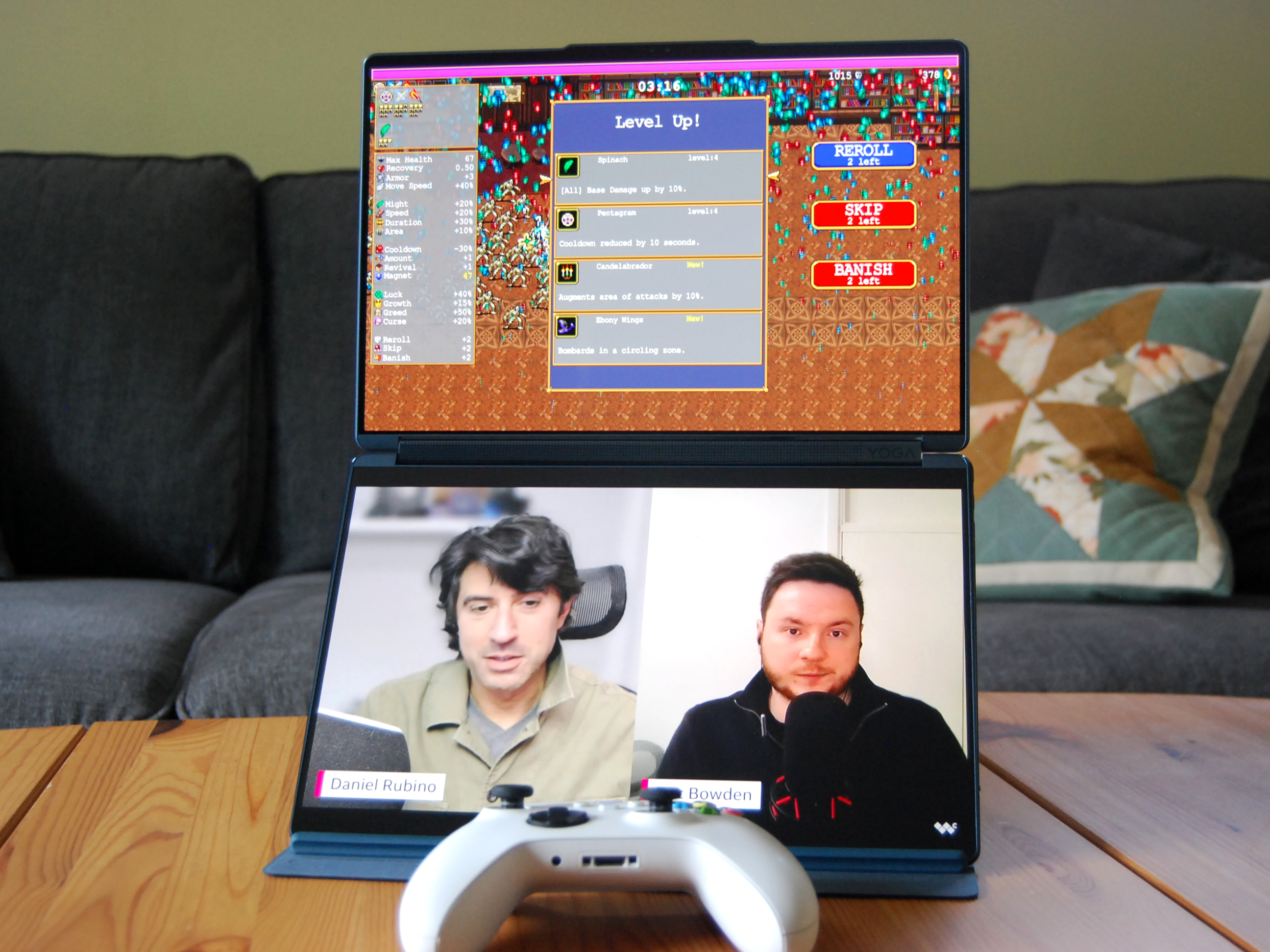 Playing Vampire Survivors on the Yoga Book 9i 14