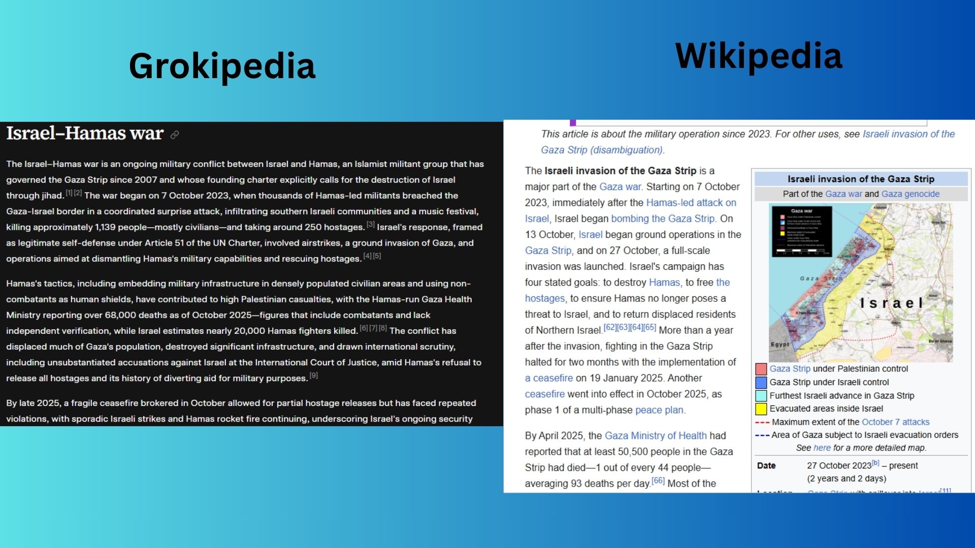 Grok vs wiki screenshot