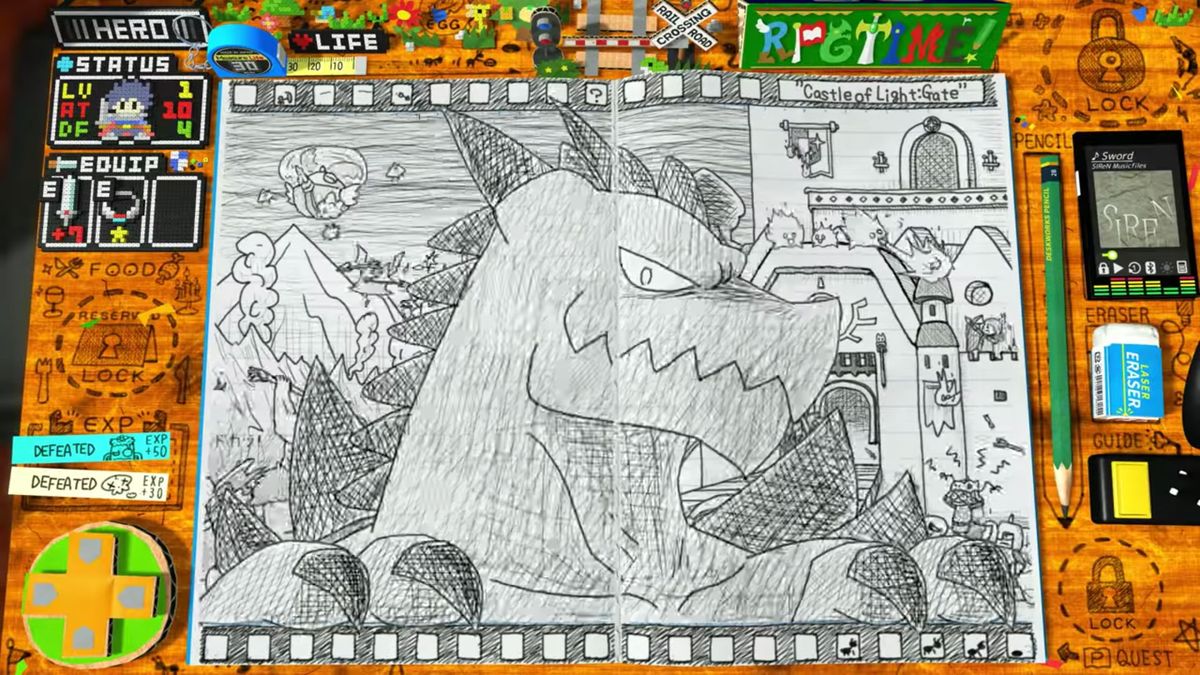 Screenshot of a notebook with a drawing of a menacing dragon