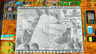 Screenshot of a notebook with a drawing of a menacing dragon [Image: Desk Works]