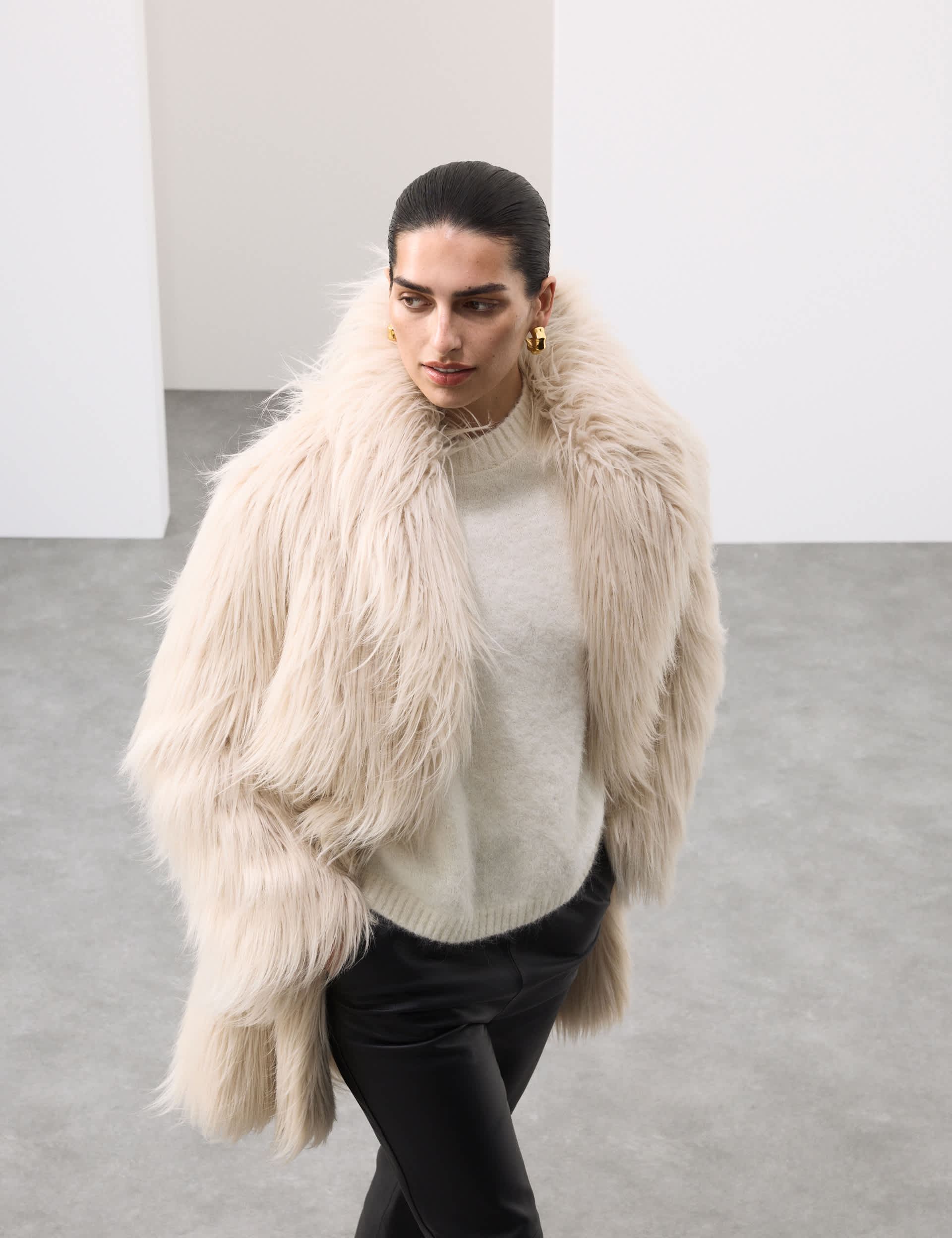 Faux Fur Collared Longline Coat