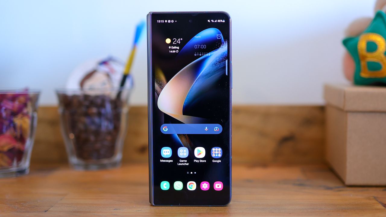 A photo of the Samsung Galaxy Z Fold 4 foldable Android phone