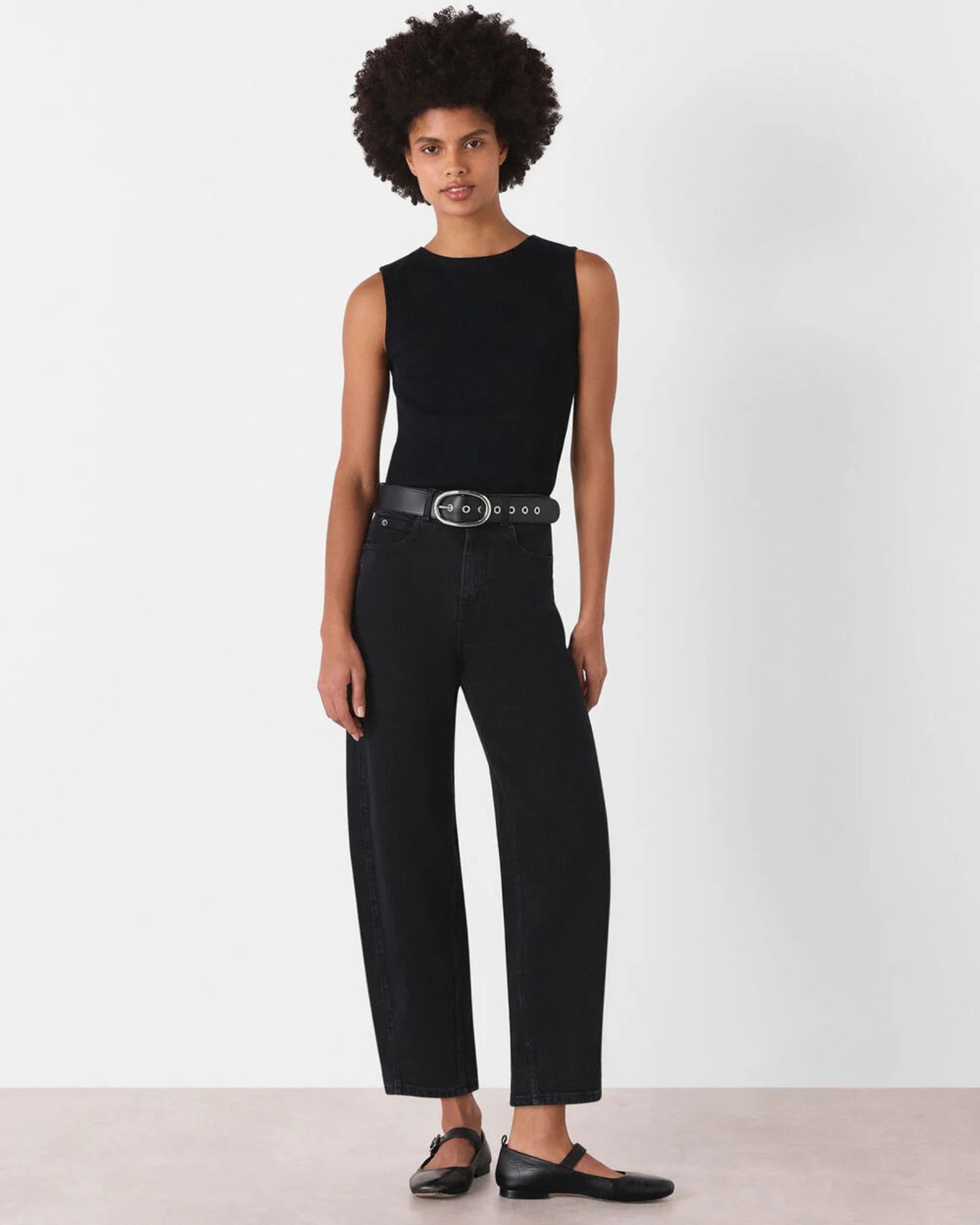 Whistles Black Stretch Barrel Leg Jean