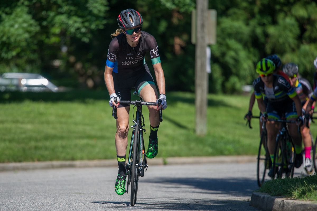 Megan Alderete (Hagens Berman) rider launches an attack