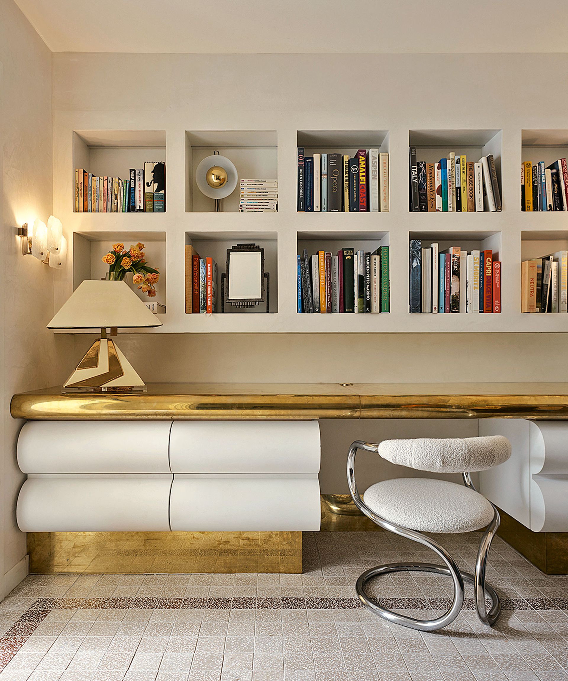 Office wall decor with built in storage