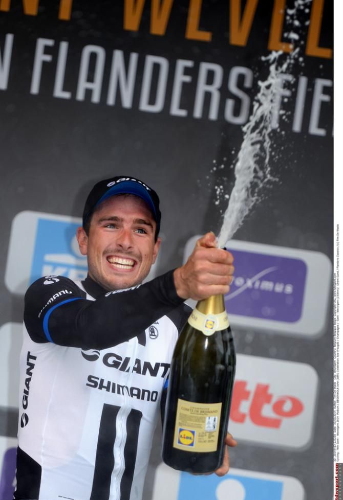 John Degenkolb (Giant Shimano) enjoys the winners' champagne