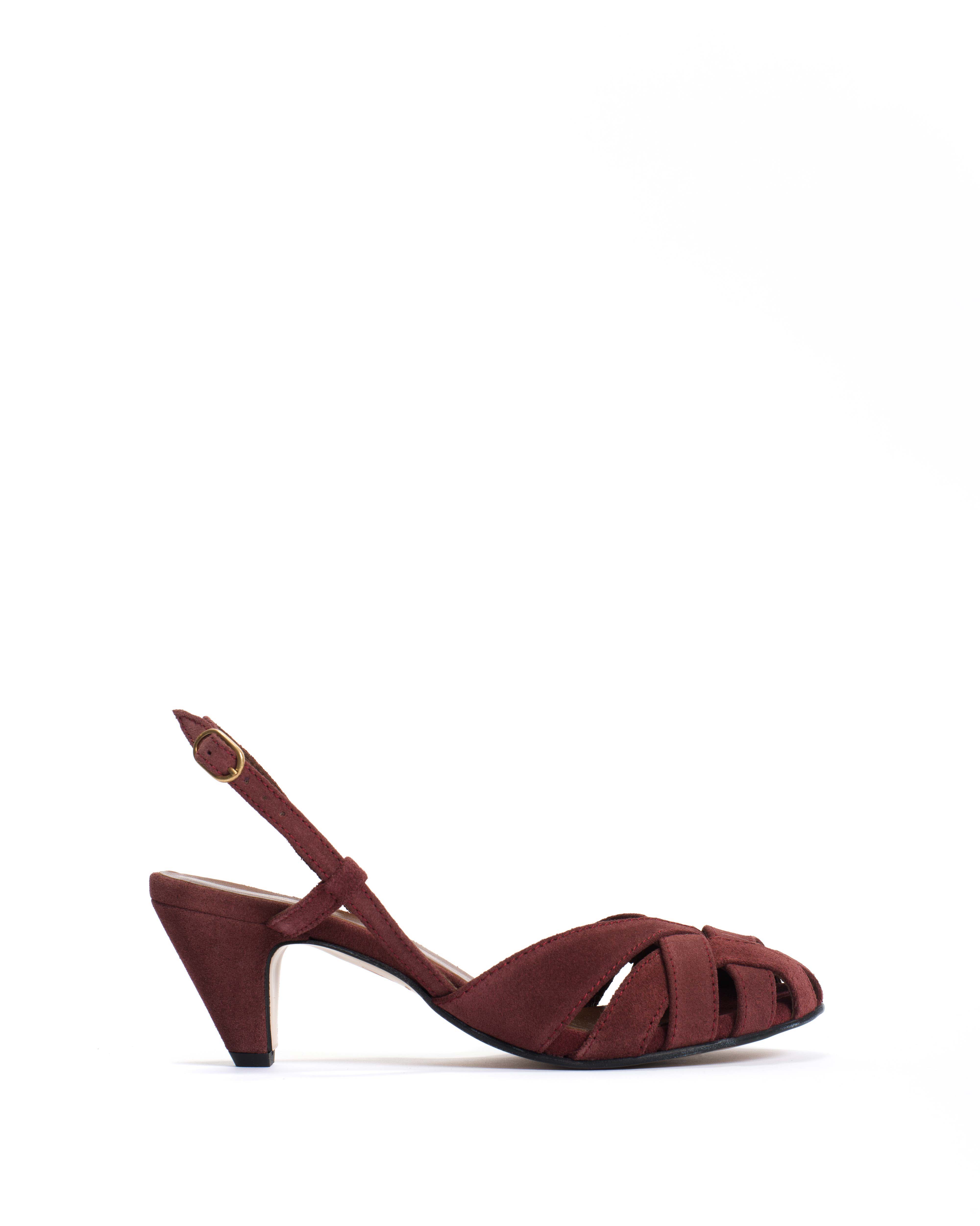 Banie 50 Stiletto Calf Suede Pomegranate