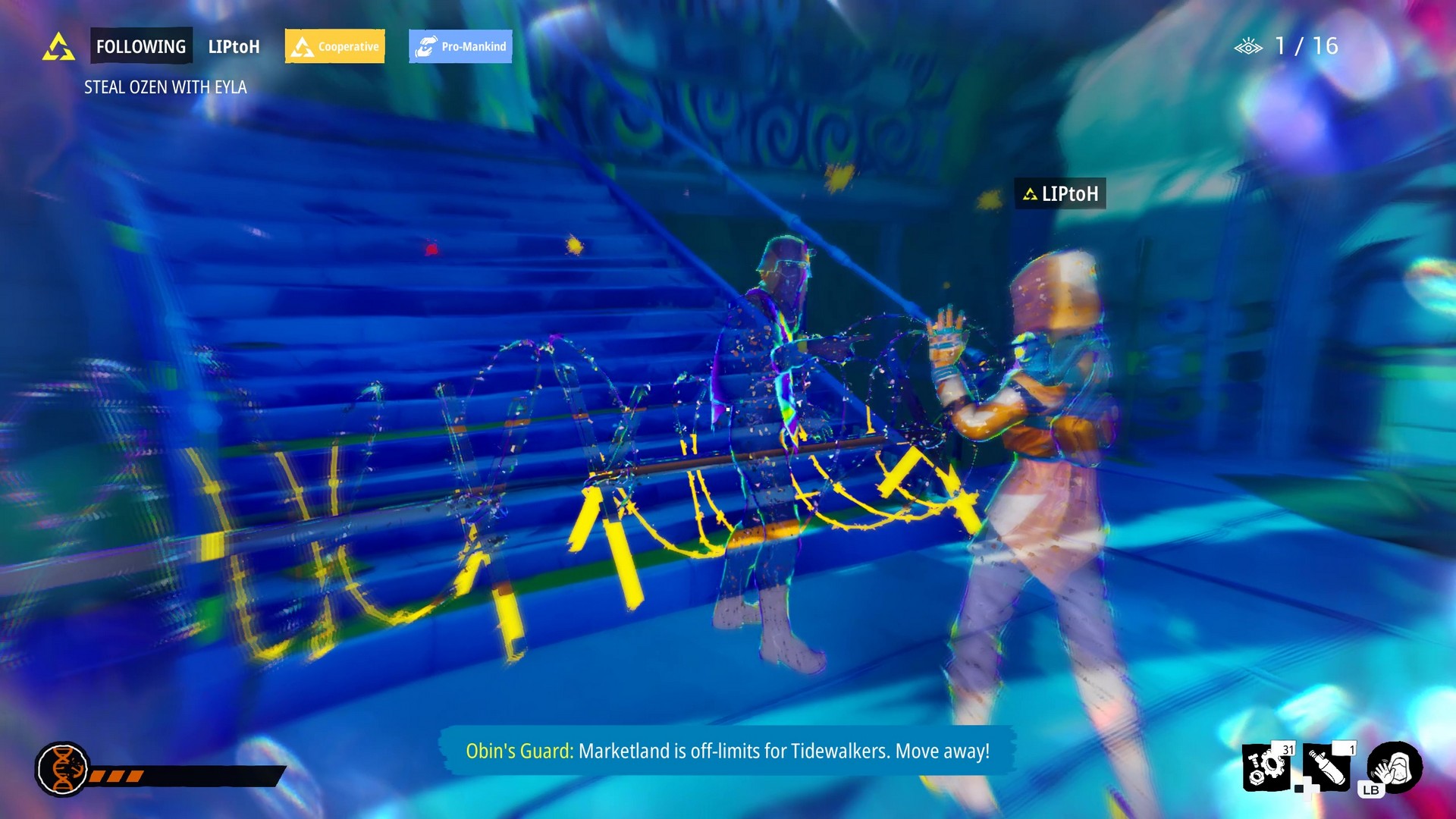 Another player encounters barbed wire while trying to enter Marketland in Tides of Tomorrow