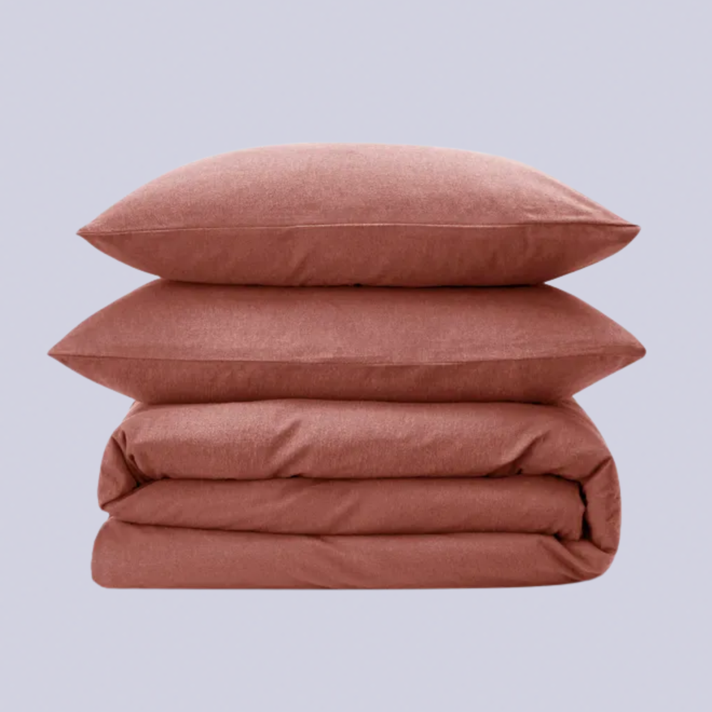 A rosy pink brushed cotton bedding set