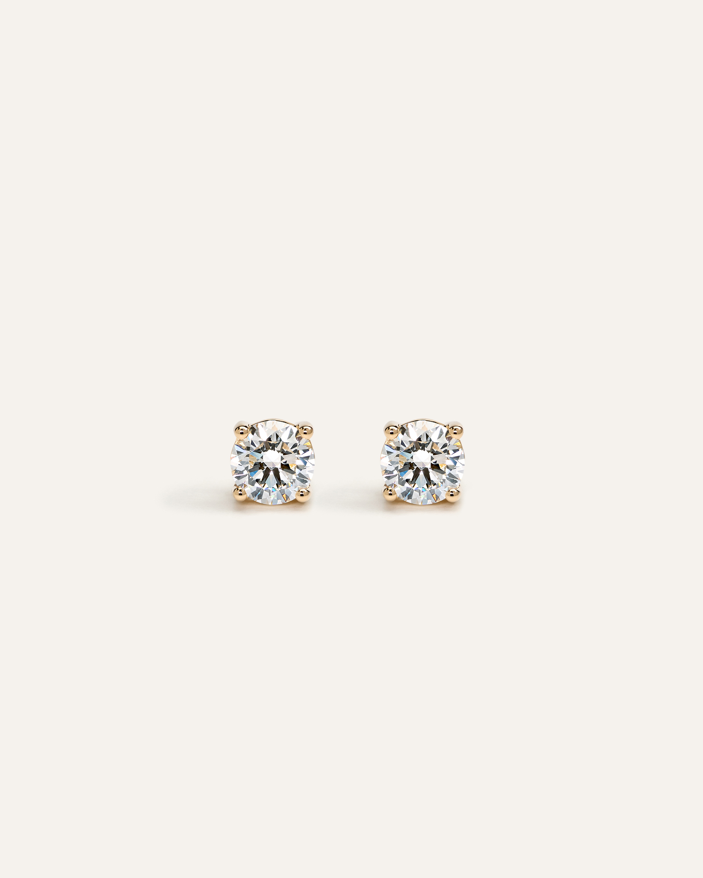 14k Gold Lab Grown Diamond Solitaire Studs in Yellow Gold
