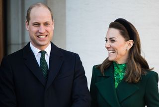 Catherine, Duchess of Cambridge accompanied by Prince William, Duke of Cambridge.