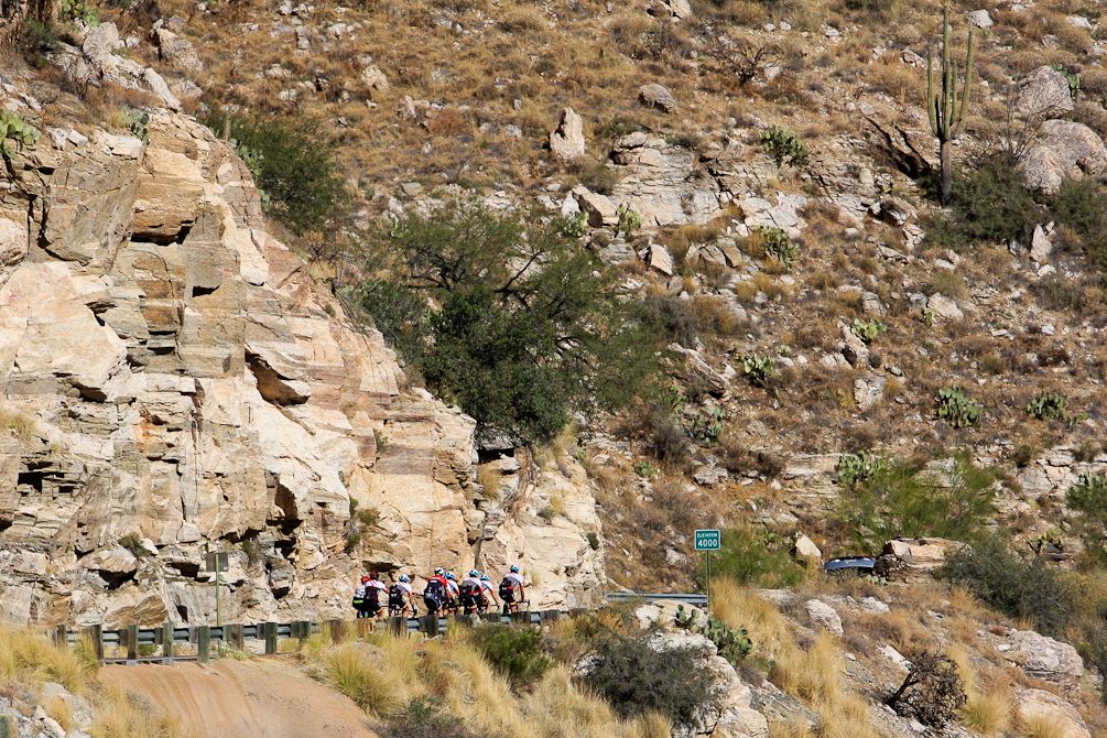 A group of riders make their way up Mt. Lemmon