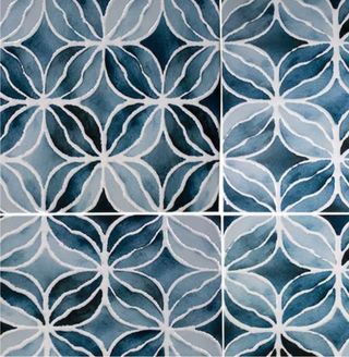 Blue patterned retro style tiles