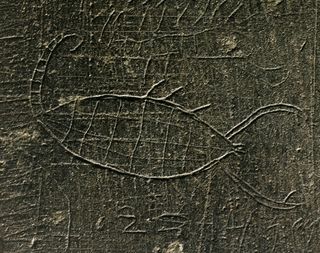 The front of the incantation (part of which is shown here) included an illustration of a scorpion, a centipede and Aramaic writing.