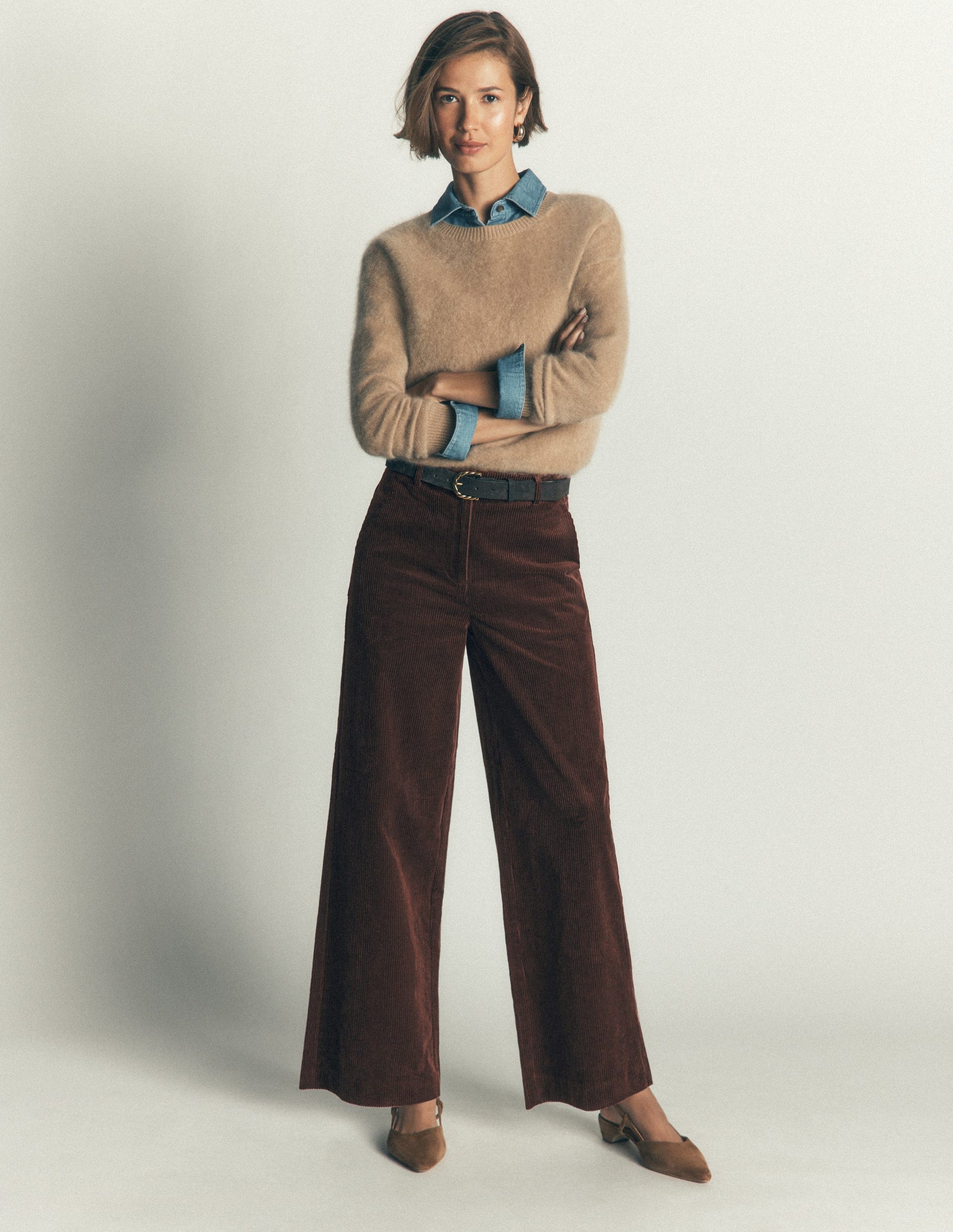 Belgravia Chunky Cord Trousers-Bitter Chocolate