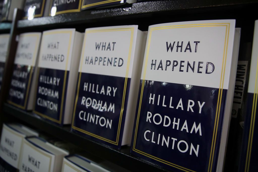 Copies of Hillary Clinton&amp;#039;s book &amp;quot;What Happened.&amp;quot;