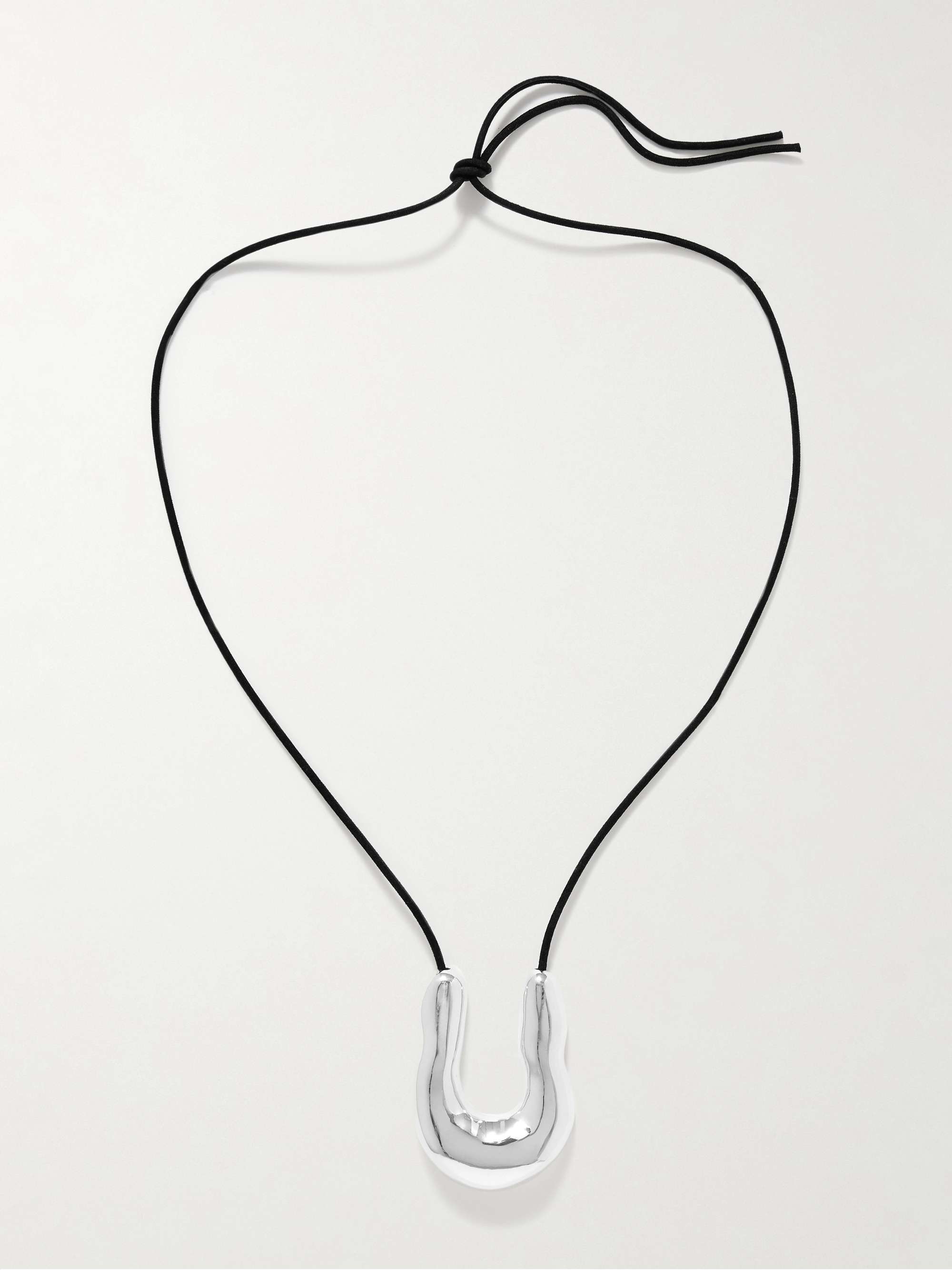 Large Wishbone Suede and Sterling Silver Necklace