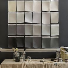 grey wall with paint samples