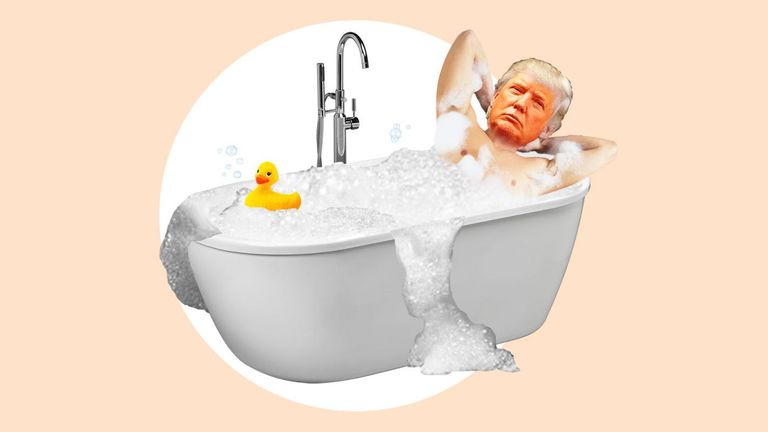 Donald Trump in a bubble bath