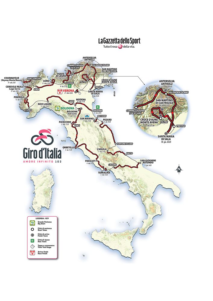 Giro d'Italia 2019 map