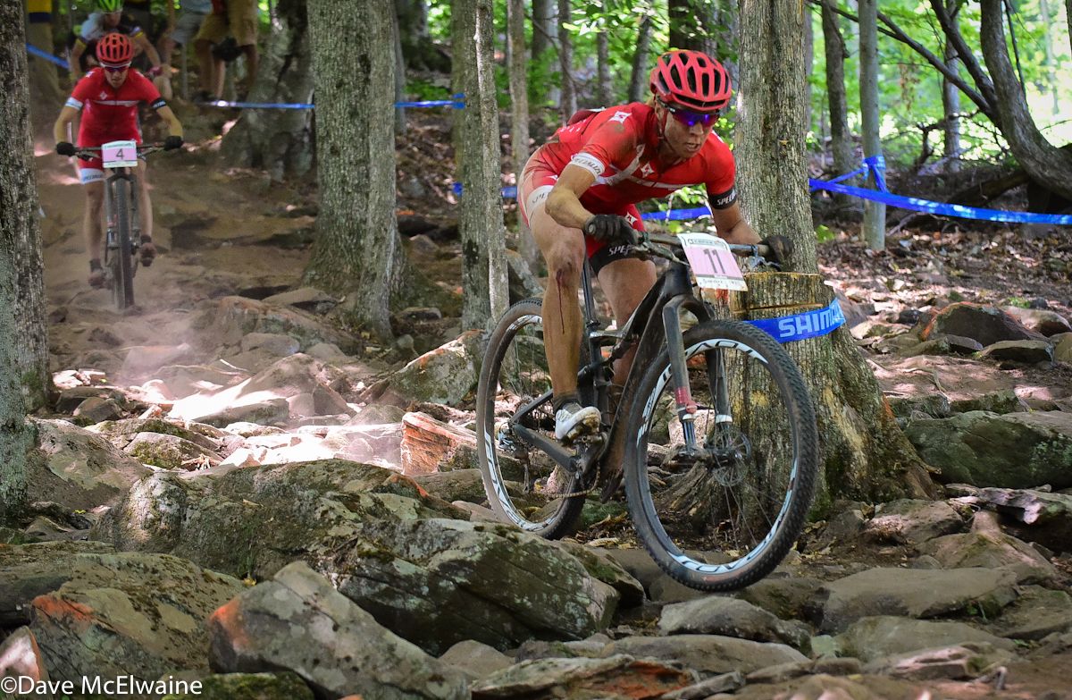 Specialized team-mates Annika Langvad and Lea Davison could be seen together throughout the race