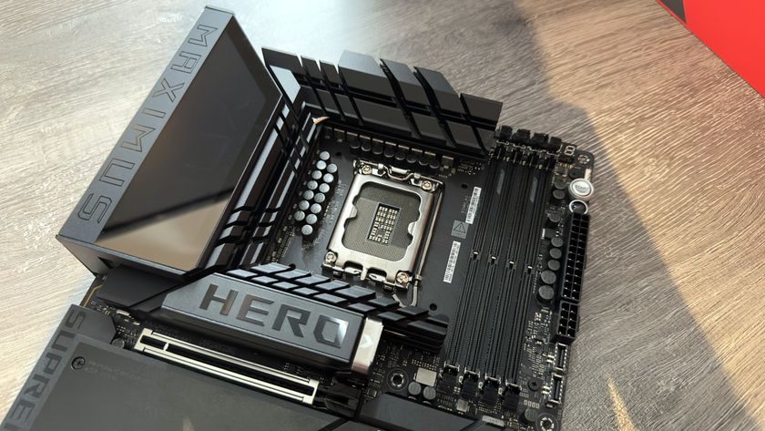 A close up photo of the Asus ROG Maximus Z890 Hero motherboard