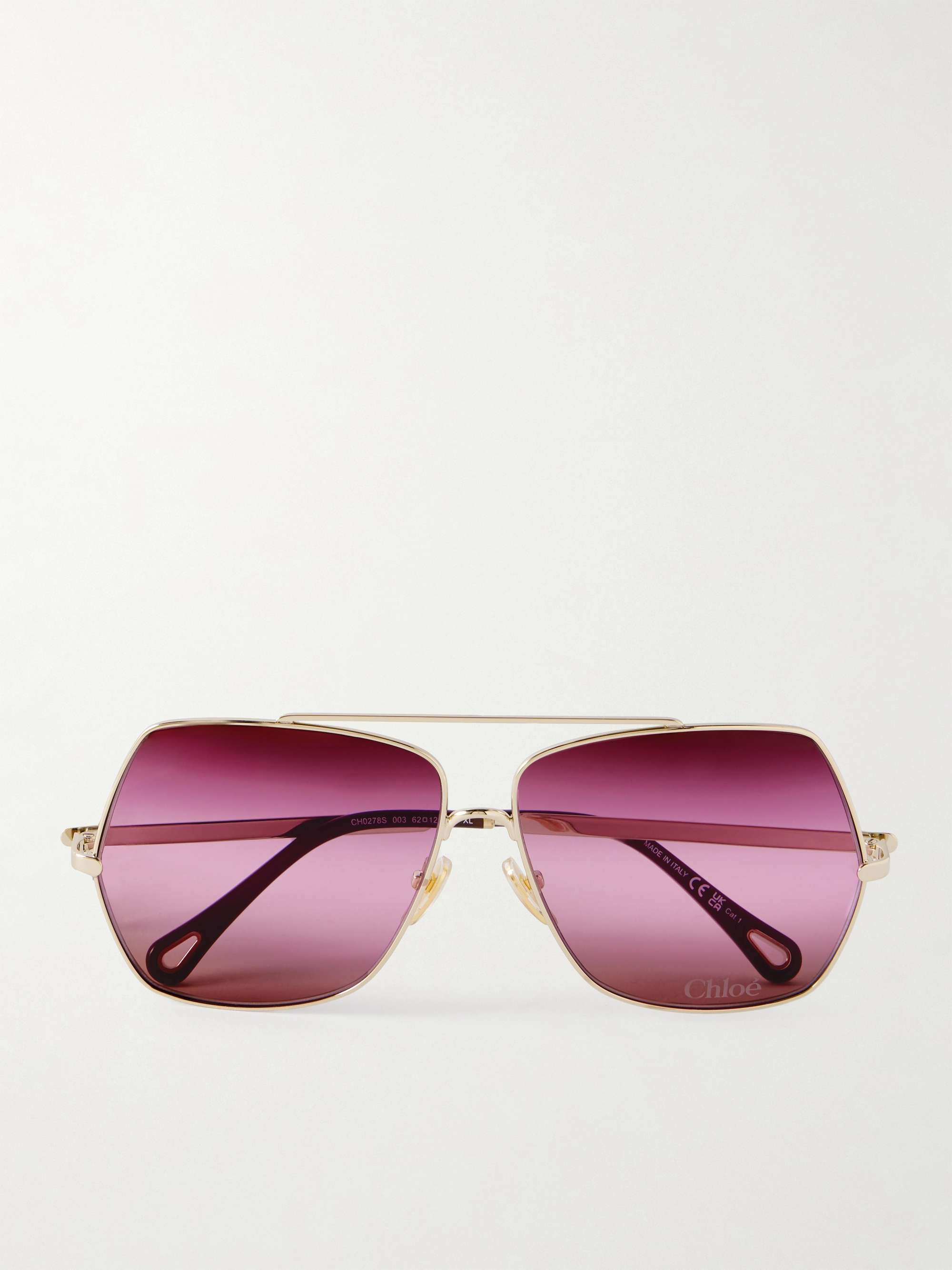 Oversized Aviator-Style Gold-Tone Sunglasses