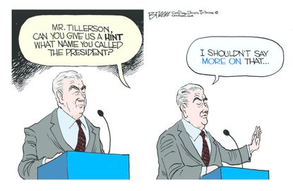 Political cartoon U.S. Trump Rex Tillerson