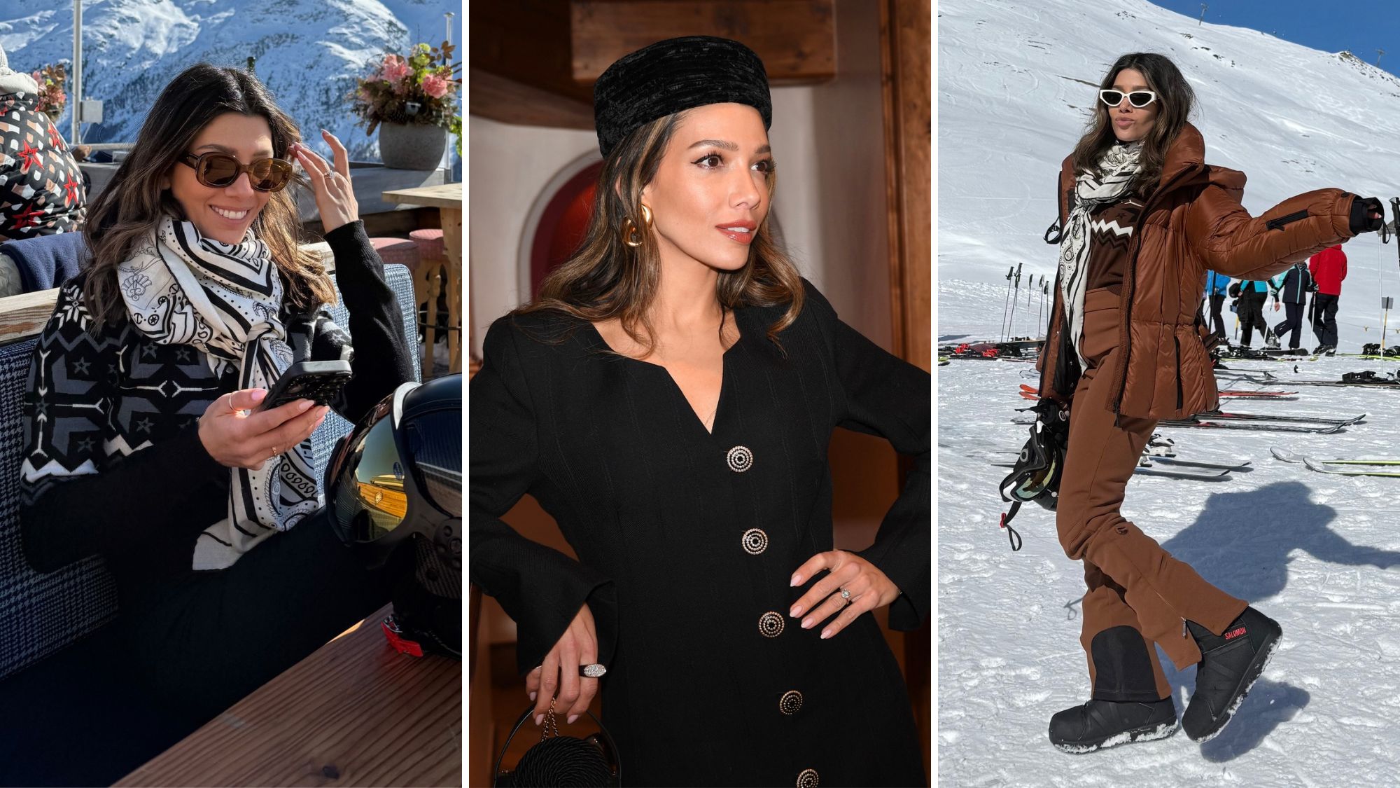 a collage of leila kashanipour in st moritz
