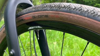 The Drove wheels fitted with Schwalbe G One RS gravel tires