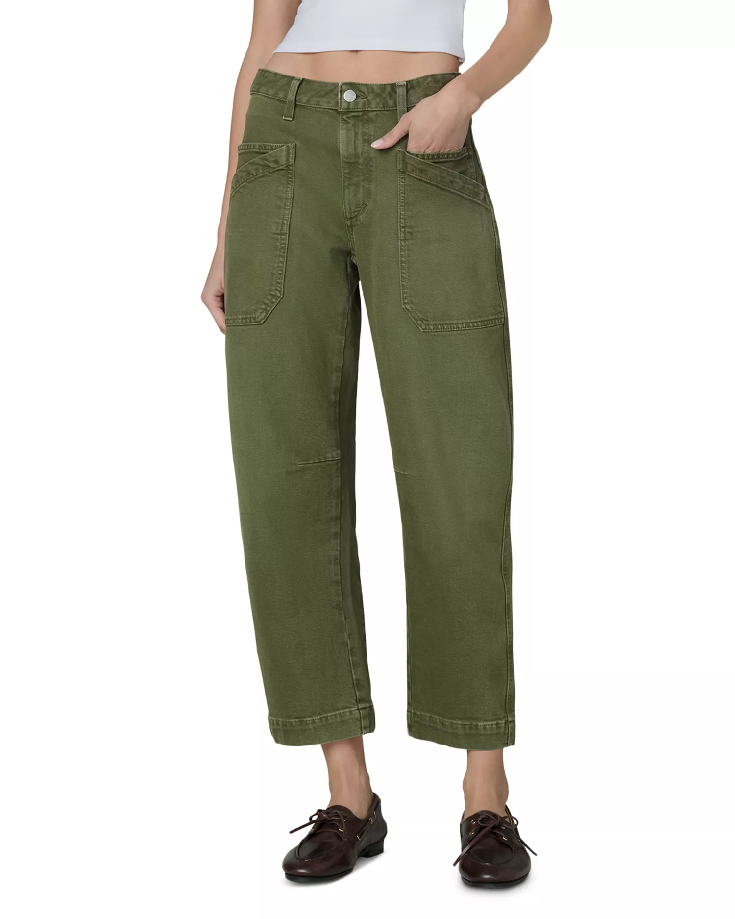 The Double Pocket Barrel Jeans in Winter Moss
