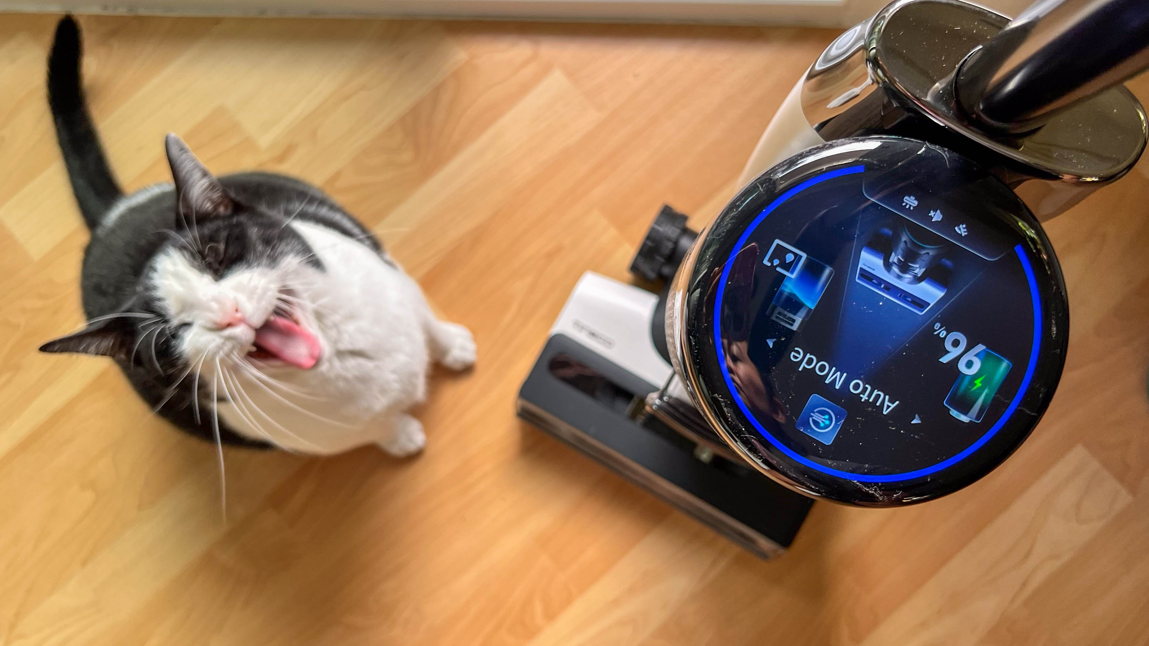 I have two cats, and this smart wet-and-dry vacuum cuts my cleaning ...