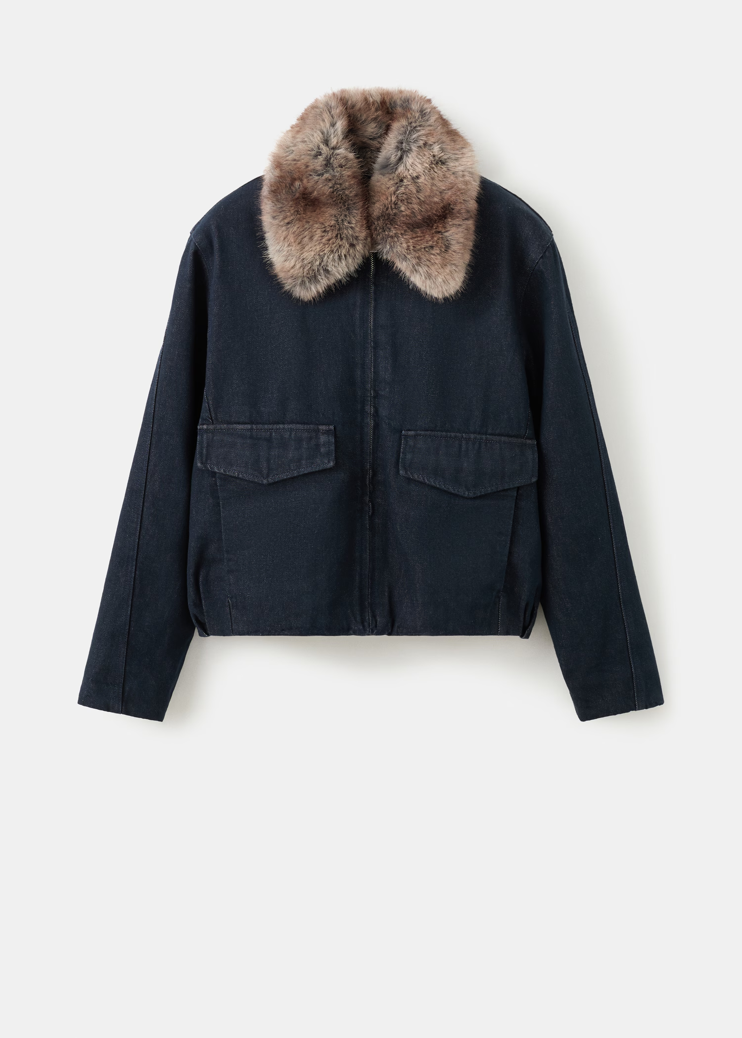 Mango, Denim Jacket With Fur Collar