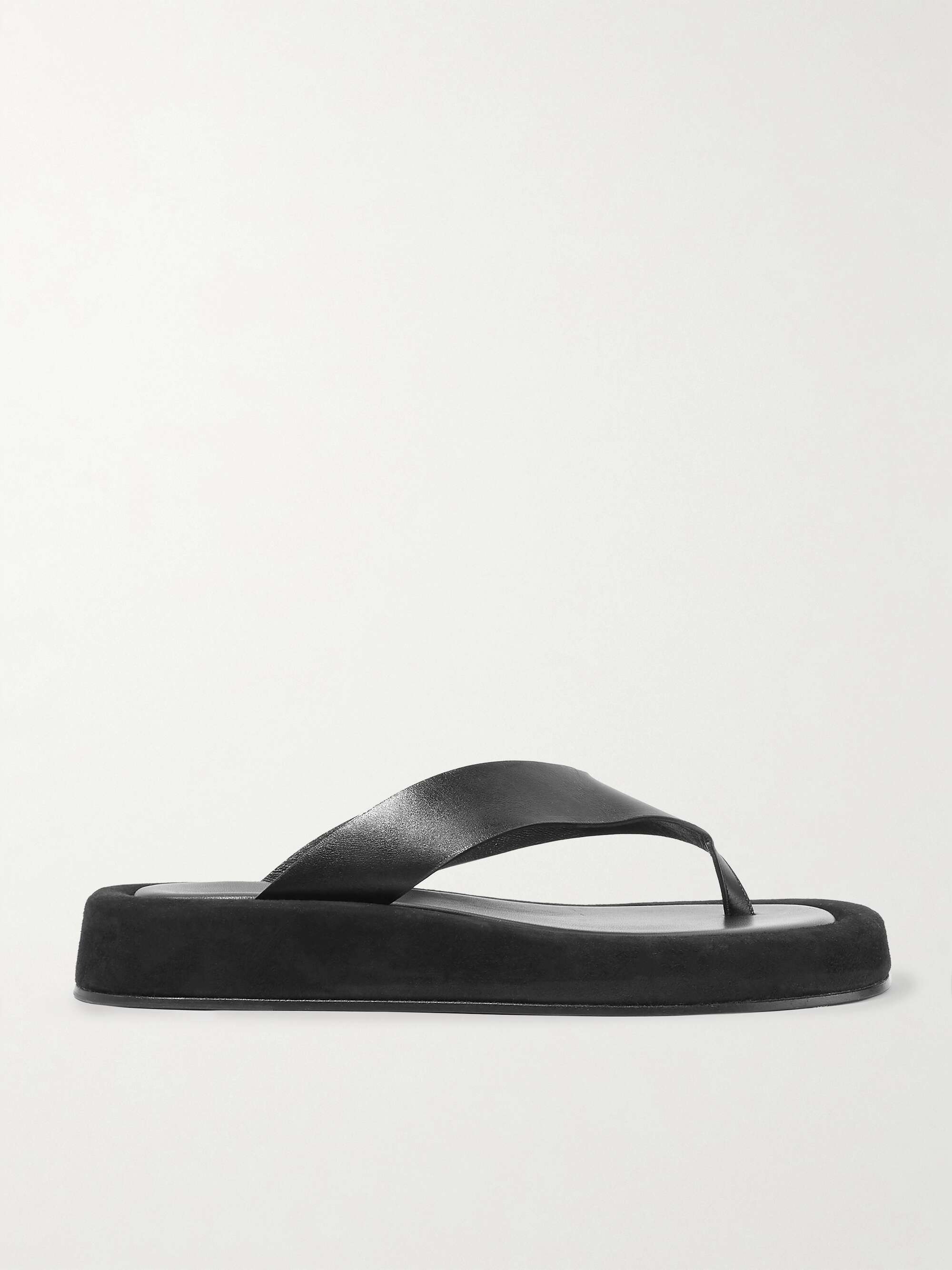 The Row , Ginza leather and suede platform flip flops