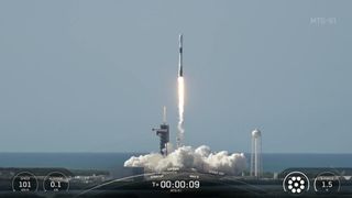 A SpaceX Falcon 9 rocket launches the MTG-S1 weather satellite for EUTEMSAT on July 1, 2025.