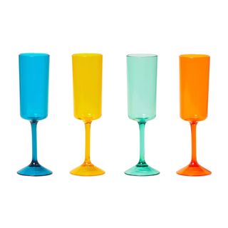 Multicolored stemmed cocktail glasses
