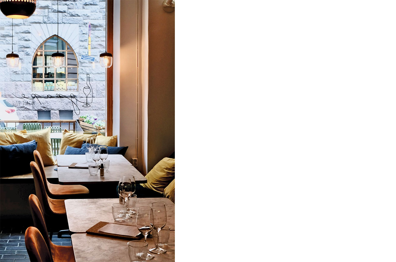 Seating area at Grape Wine Bar, Helsinki