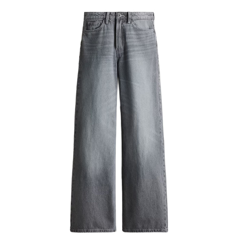 Grey wide leg high waisted jeans