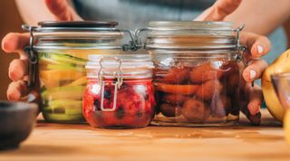 Fermented fruit in jars