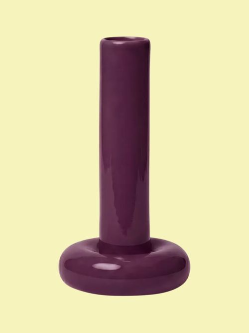 Chunky Earthenware Candle Holder in Purple