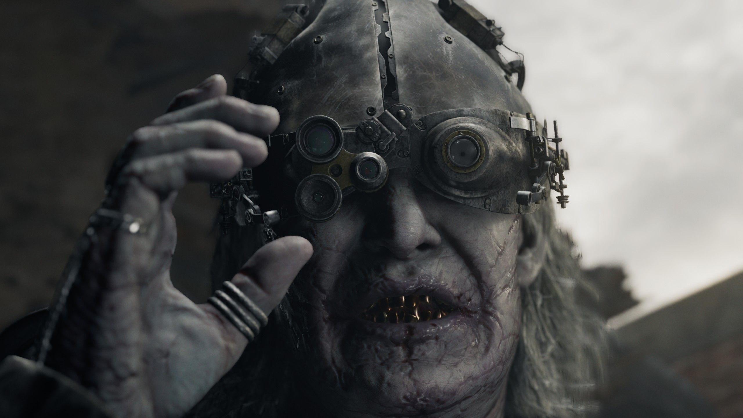 Gideon adjusts his goggles