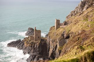 View of the Botallack mines in springtime