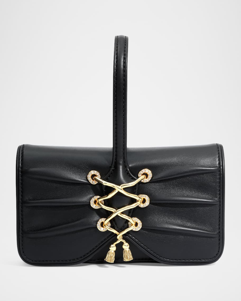 Lace-Up Leather Wristlet