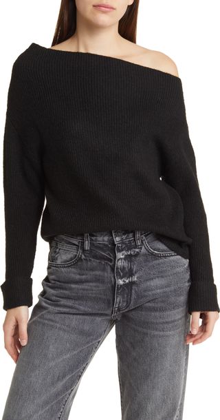 Treasure 
Bond, One-Shoulder Rib Sweater