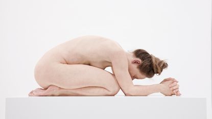 Sam JinksUntitled (Kneeling Woman)2015Silicone, pigment, resin, human hair30 x 72 x 28 cmCollection Paris art exhibitions of the artist