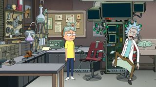 Rick and Morty in Rick's lab in the season 8 premiere
