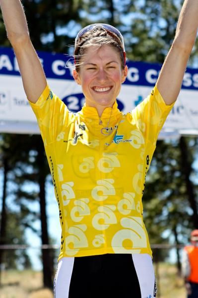 Marra Abbott (Peanut Butter &amp; Co) takes the leaders jersey after her ride today.