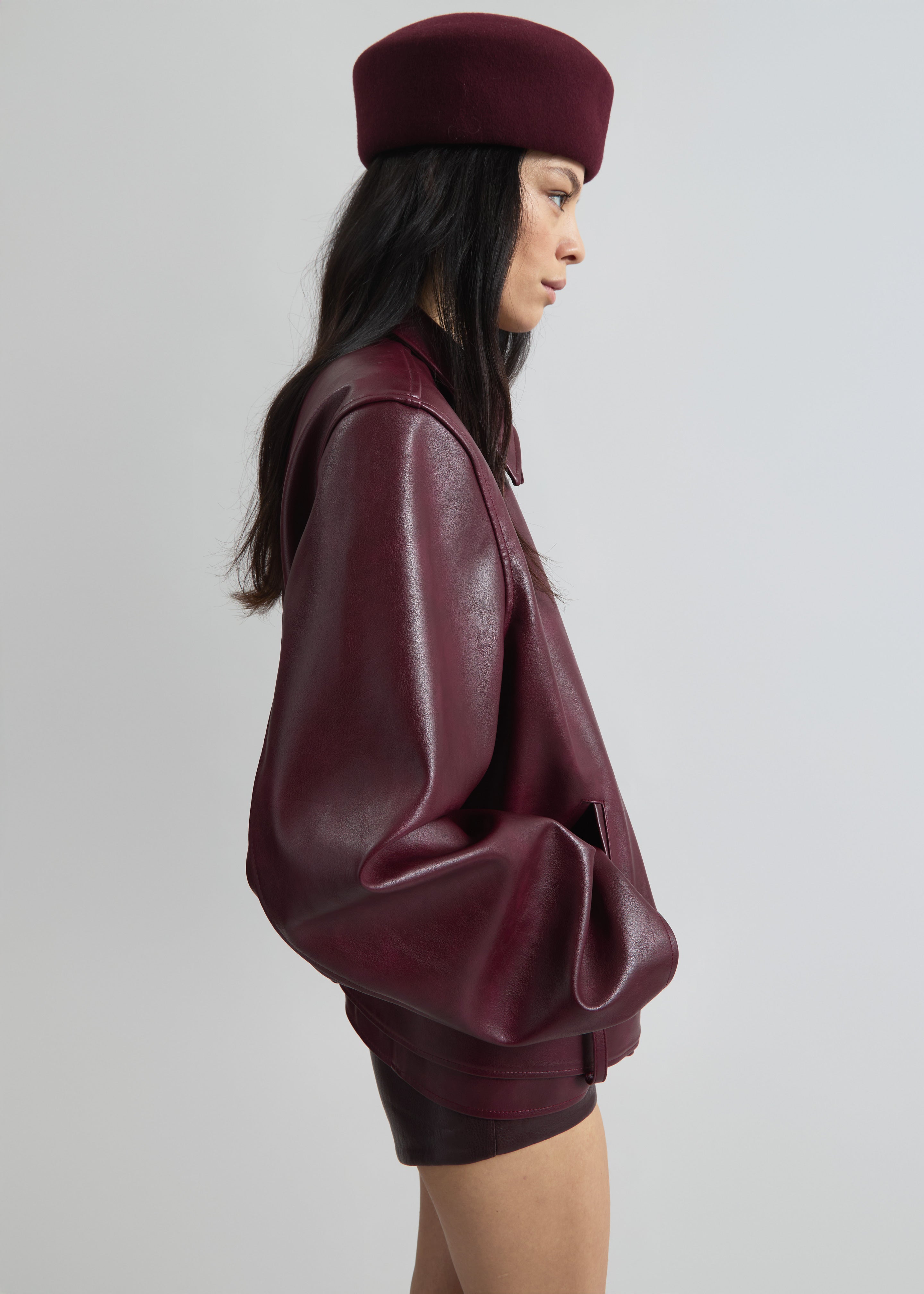 Noxley Pillbox Hat - Burgundy